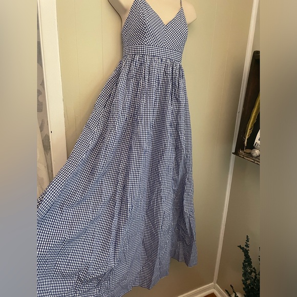 Beautiful J. Crew Collection Cotton Blue and White Gingham Maxi Dress - Picture 6 of 11